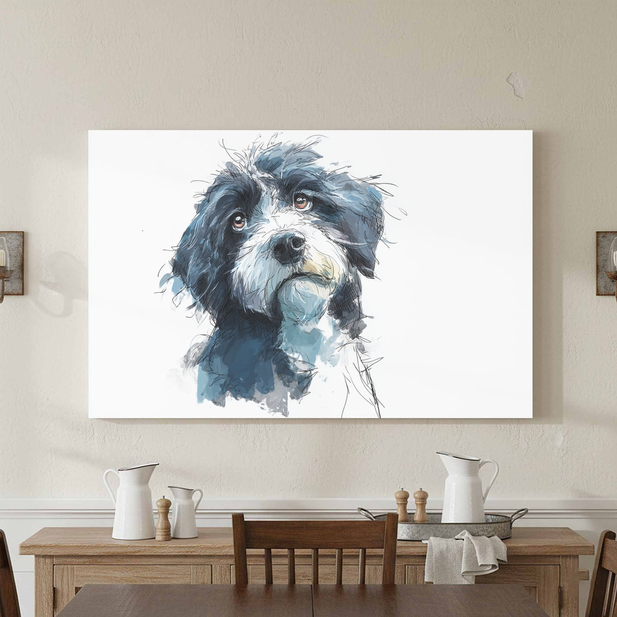 Portuguese Water Dog Canvas Wall Art – styled room view 3