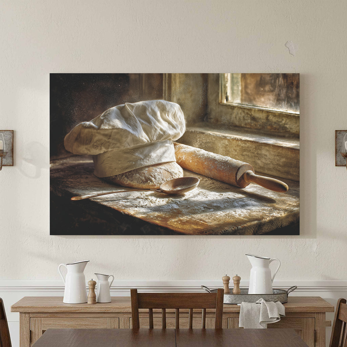 Rustic Kitchen Chef Hat Wall Art – styled room view 2