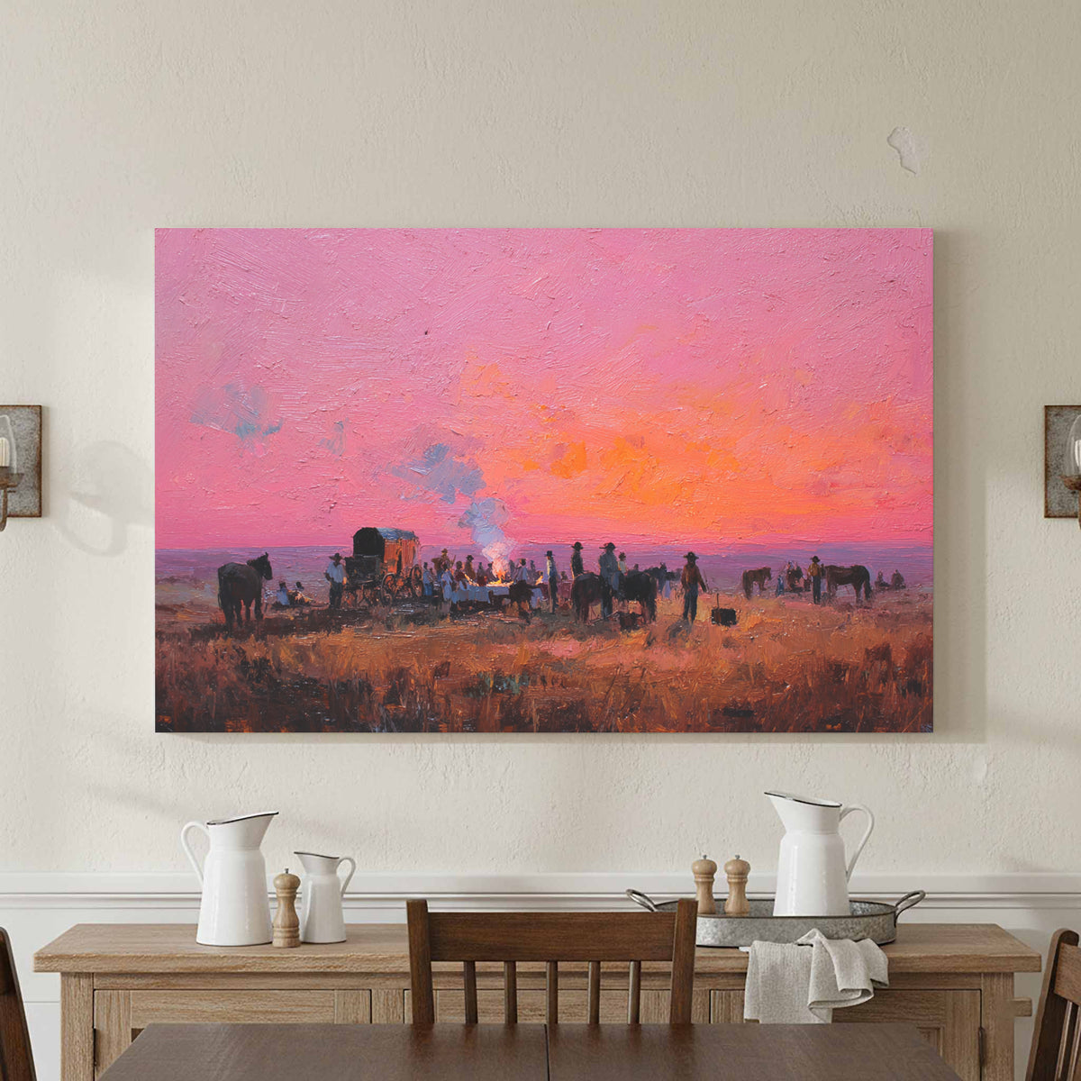 Western Chuckwagon Canvas Wall Art – styled room view 3