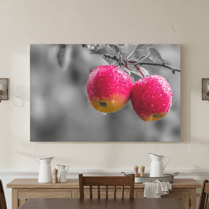 Red Apple Canvas Wall Art – styled room view 3