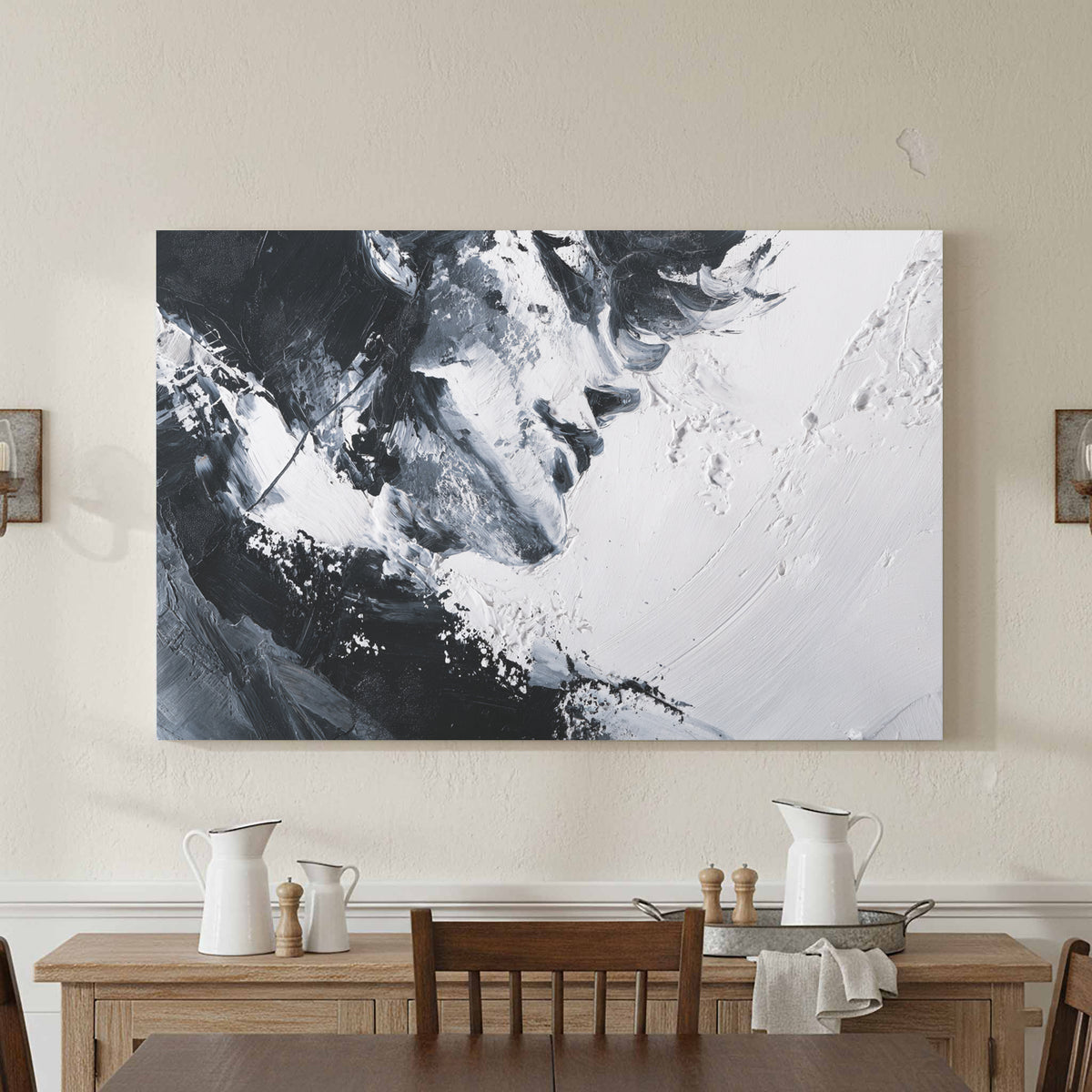 Abstract Intimate Couple Wall Art – styled room view 4