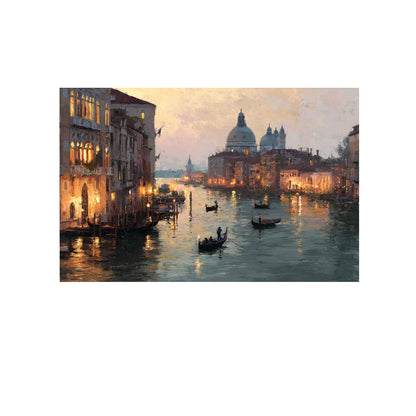 Venice Canal Dusk Wall Art – styled room view 2