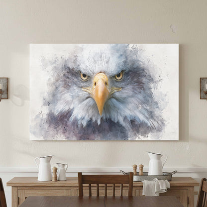 Bald Eagle Watercolor Canvas Print – styled room view 2