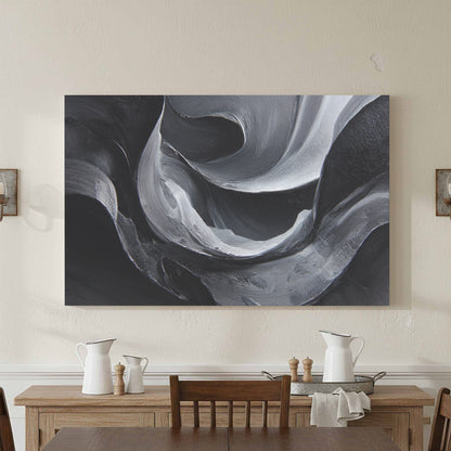 Abstract Monochrome Figure Wall Art – styled room view 4