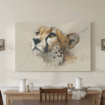Cheetah Face Canvas Wall Art – styled room view 3