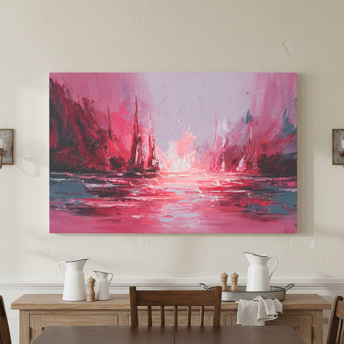 Abstract Storm Seascape Canvas Print – styled room view 2