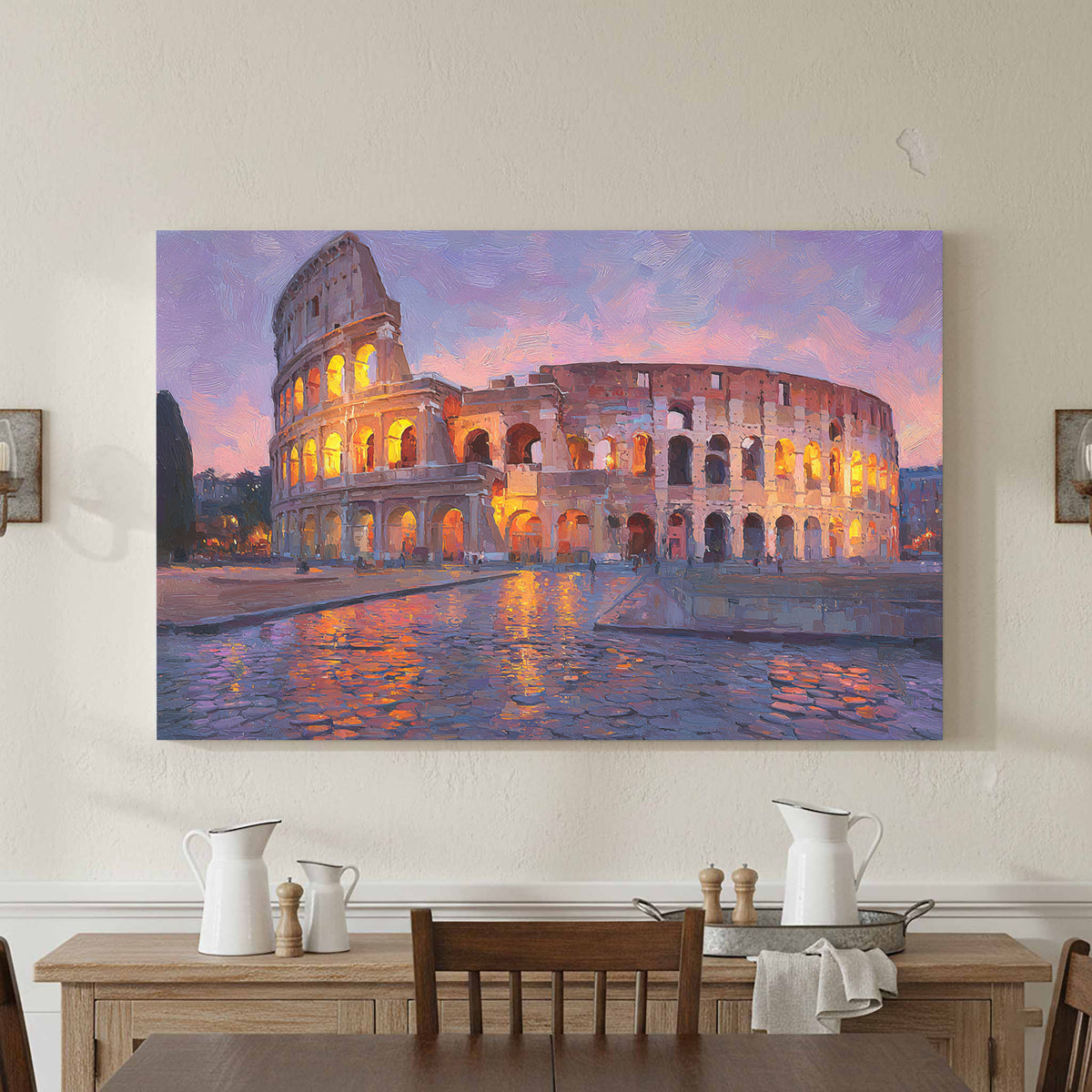 Colosseum Sunset Canvas Print – styled room view 2