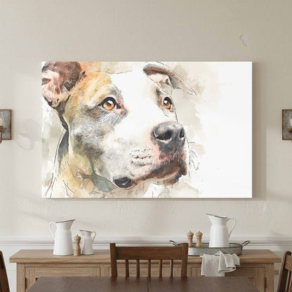 Pit Bull Terrier Canvas Wall Art – canvas print shown framed in a styled room