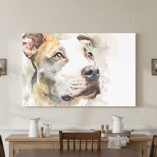 Pit Bull Terrier Canvas Wall Art – canvas print shown framed in a styled room