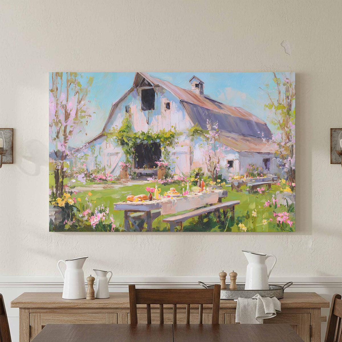 Spring Barn Wedding Canvas Print – styled room view 3
