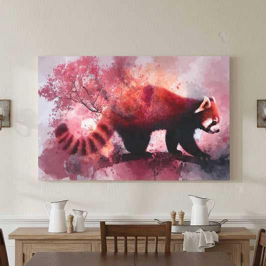 Red Panda Canvas Wall Art – canvas print shown framed in a styled room