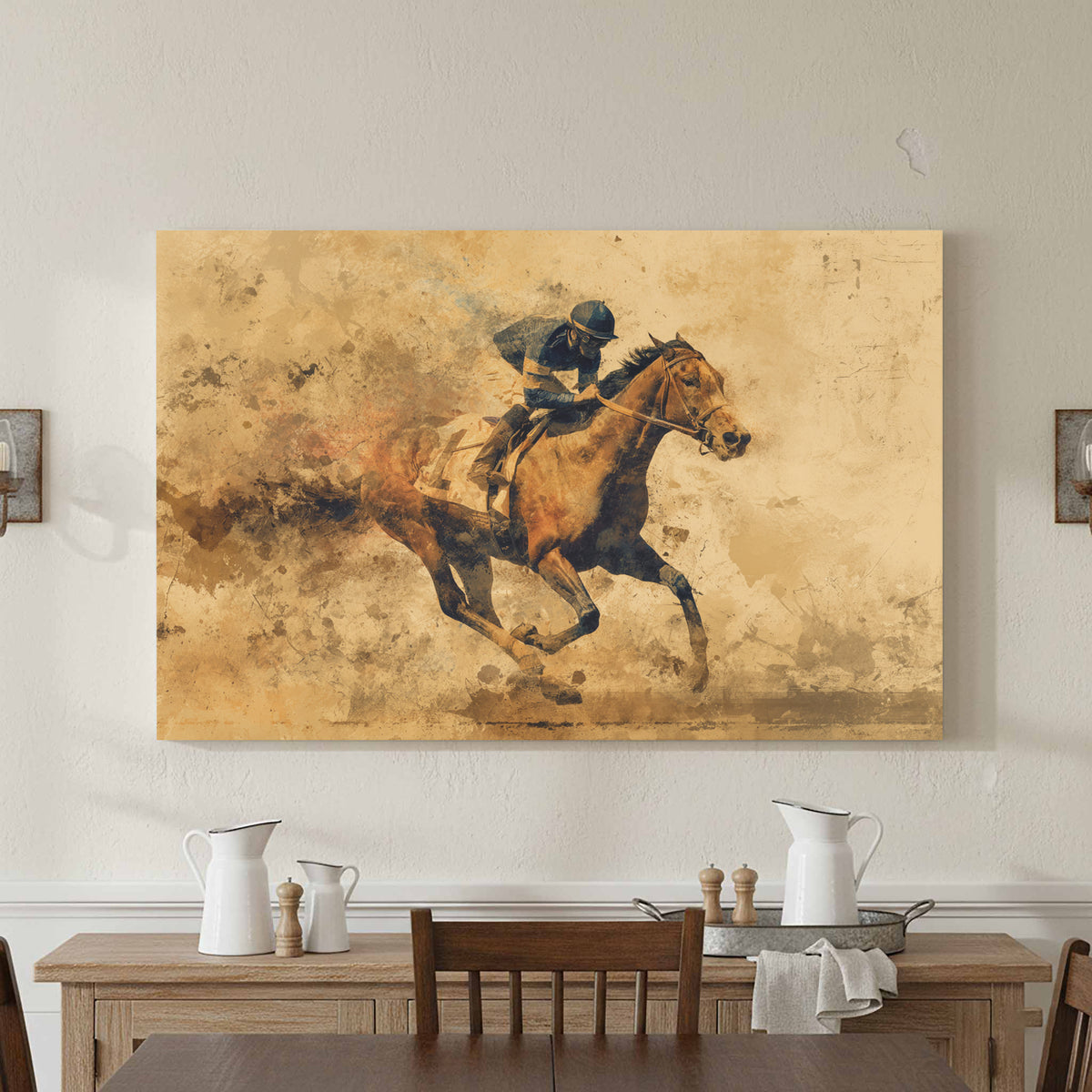 Racing Horse Canvas Print – styled room view 4