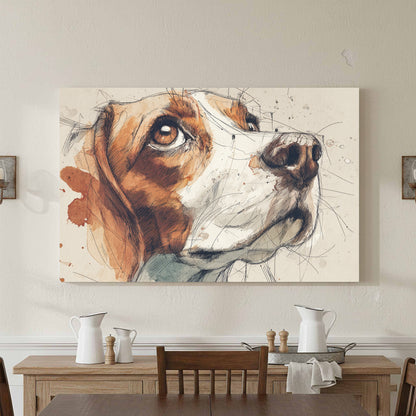 Beagle Portrait Canvas Print – canvas print shown framed in a styled room