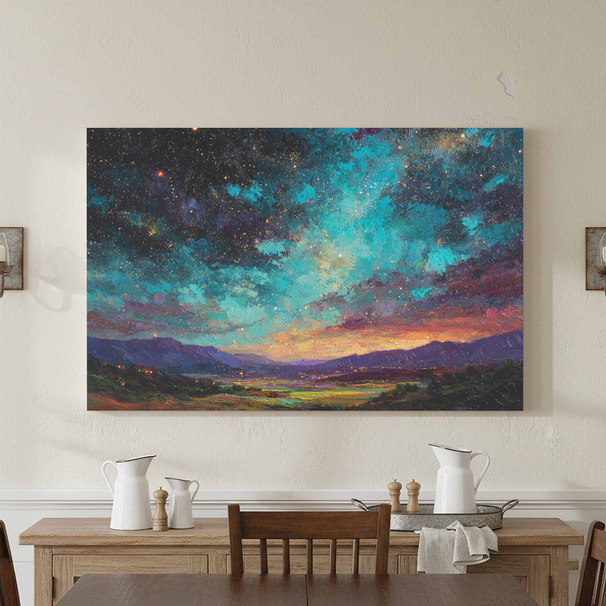 Cosmic Starry Night Canvas Wall Art – styled room view 2