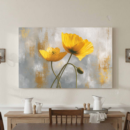 Golden Poppy Flowers Canvas Print – styled room view 4