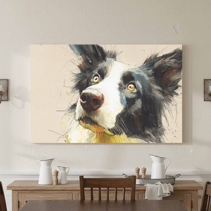 Border Collie Dog Portrait Canvas Print – styled room view 2