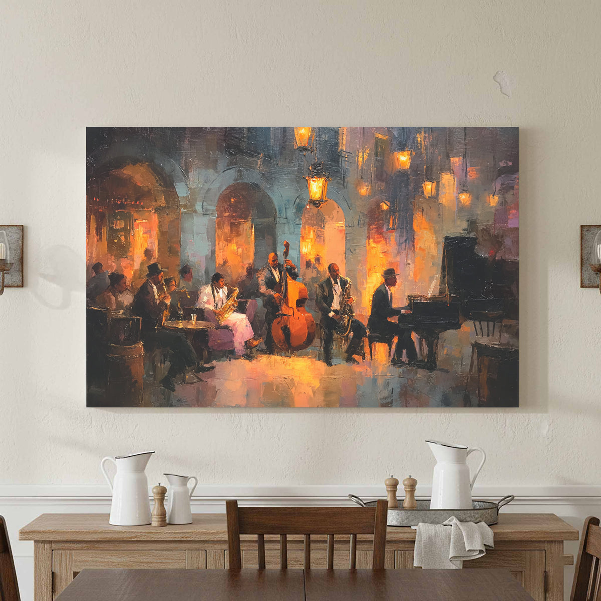 Jazz Ensemble Canvas Wall Art – styled room view 2