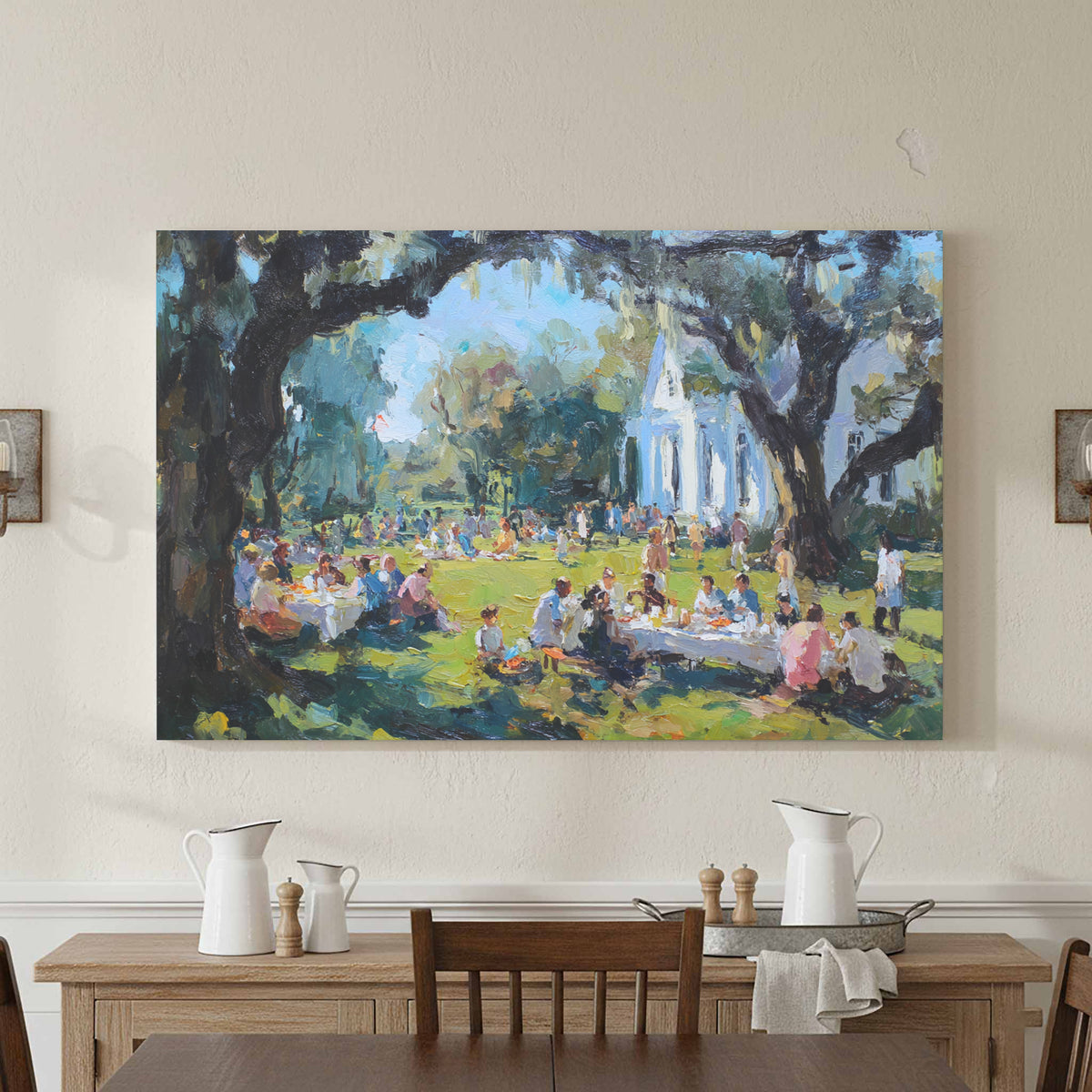Southern Church Picnic Canvas Print – styled room view 3