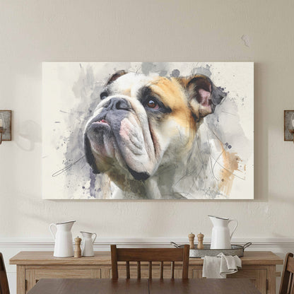 Bulldog Portrait Canvas Print – styled room view 3