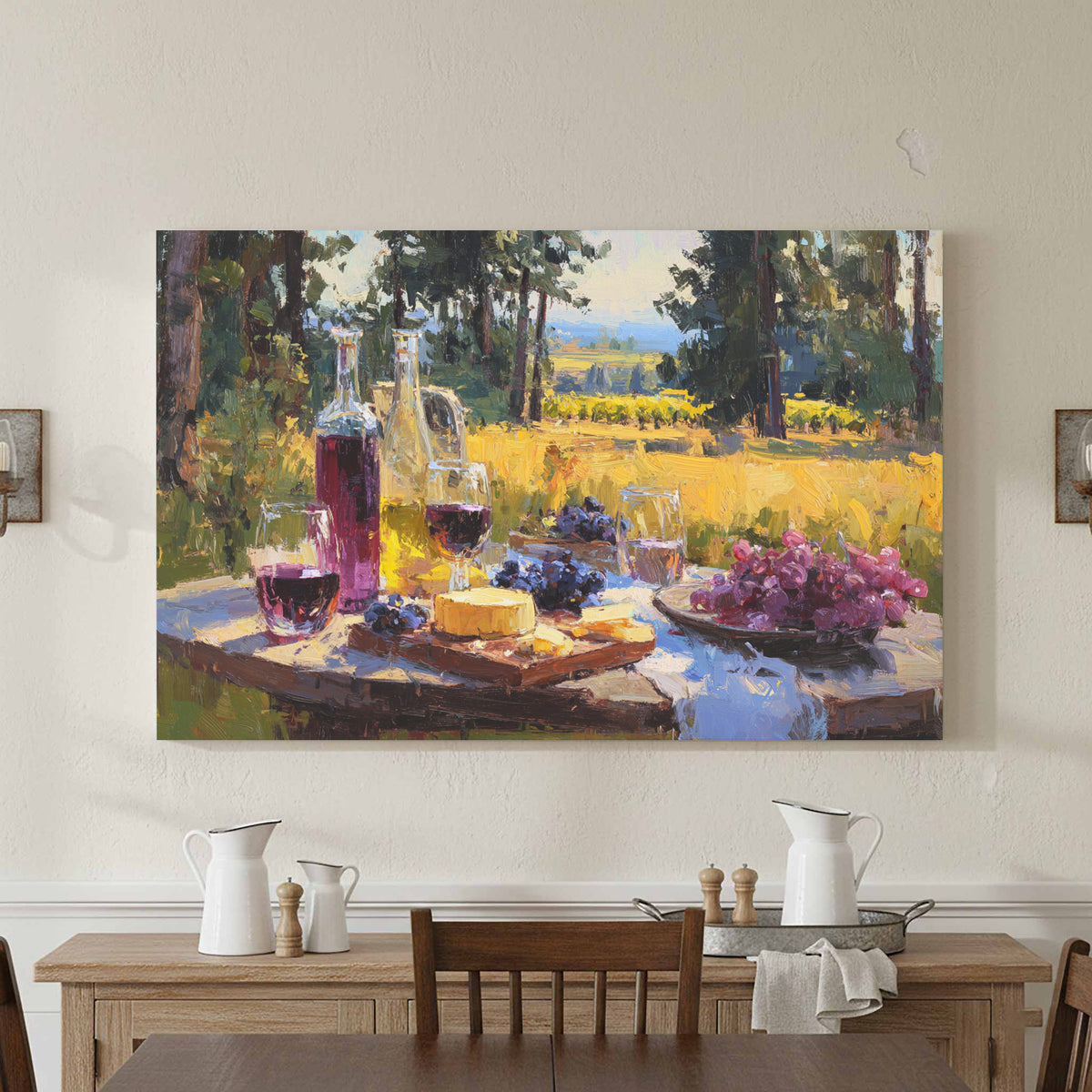 Oregon Vineyard Canvas Art – styled room view 2