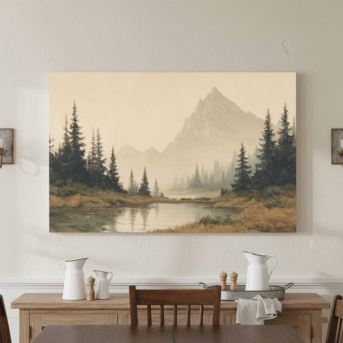 Mountain Landscape Canvas Wall Art – styled room view 3
