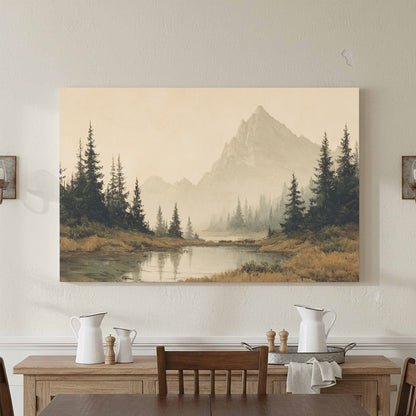 Mountain Landscape Canvas Wall Art – styled room view 3