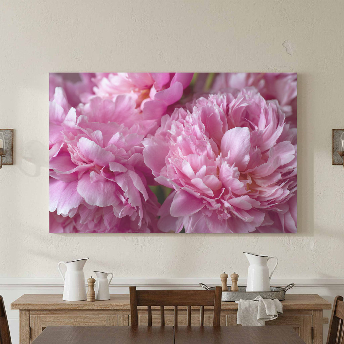 Pink Peony Canvas Wall Art – styled room view 3