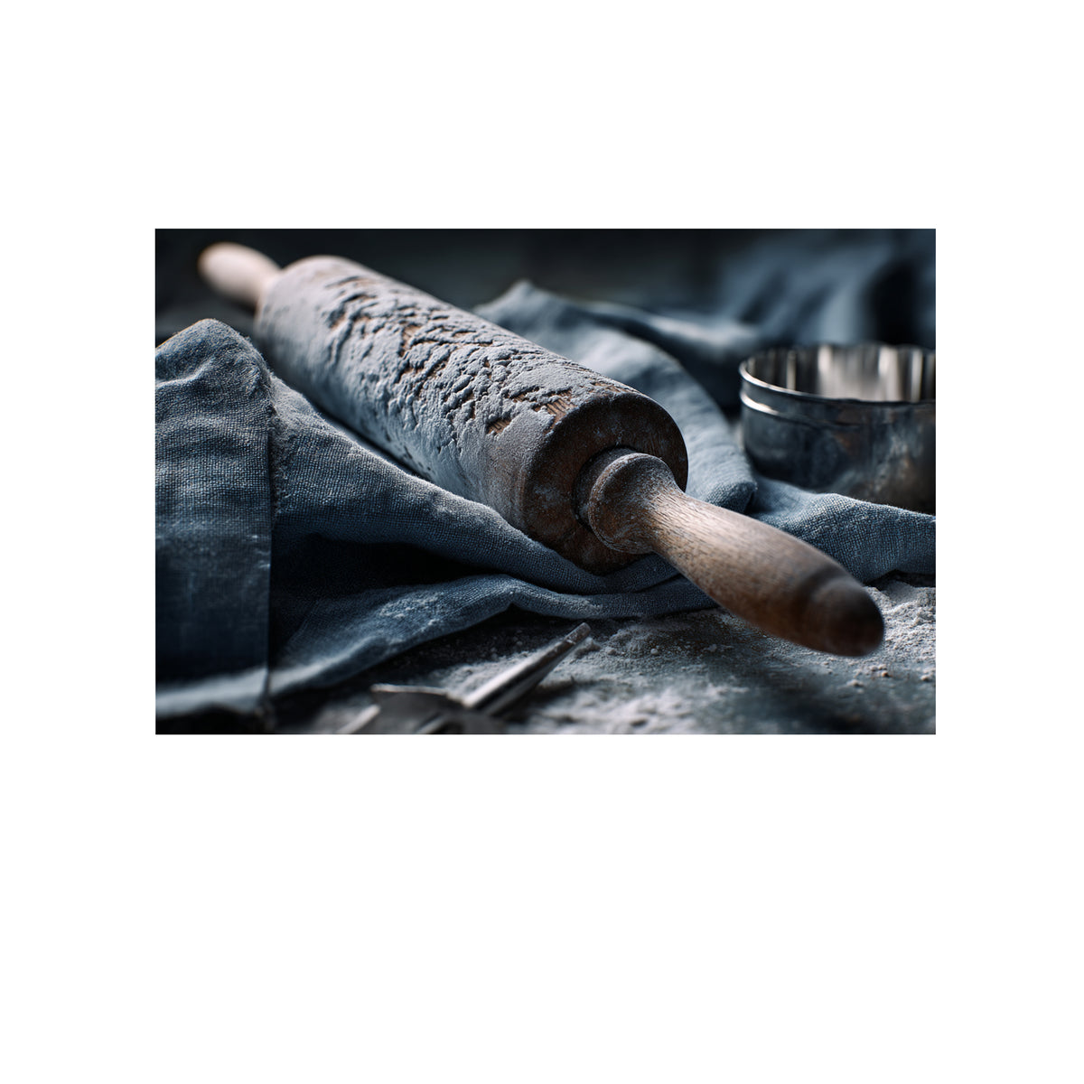 Rustic Kitchen Rolling Pin Canvas Art – styled room view 2