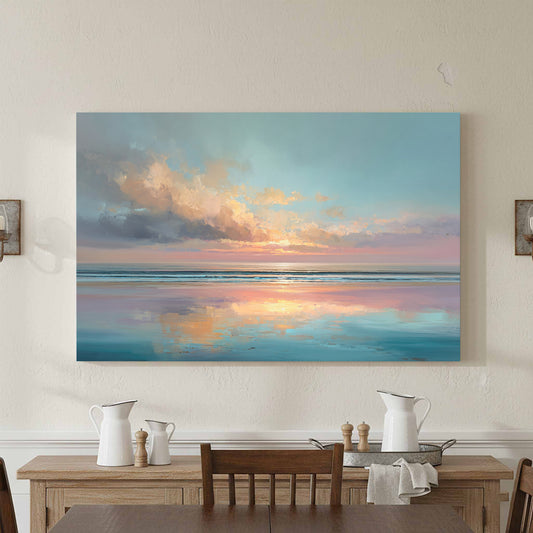 Coastal Ocean Canvas Wall Art – canvas print shown framed in a styled room