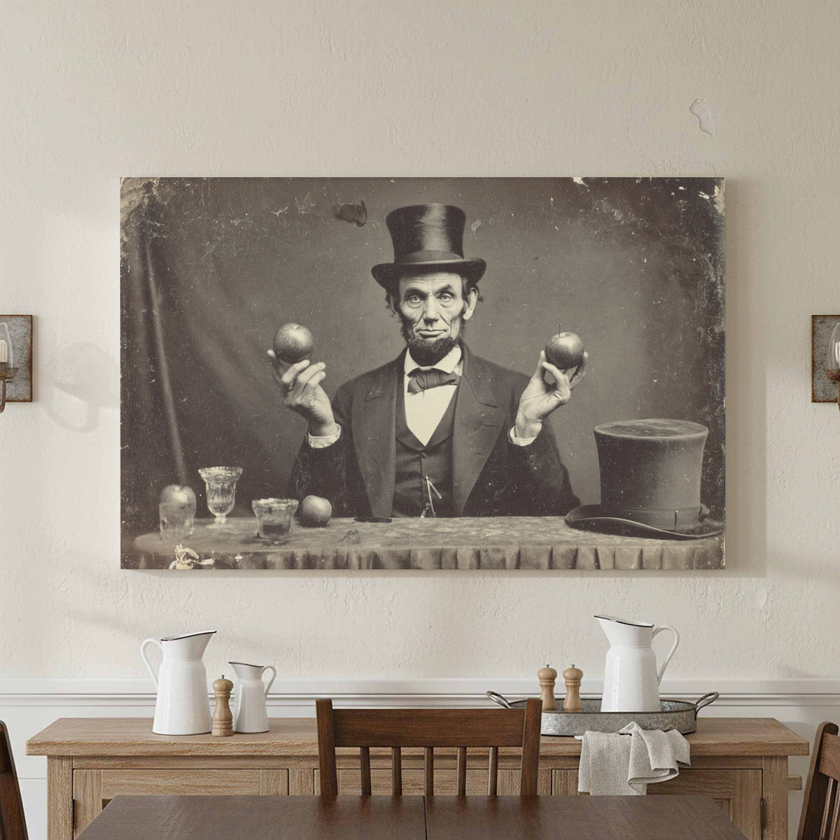Lincoln Portrait Canvas Art – styled room view 2