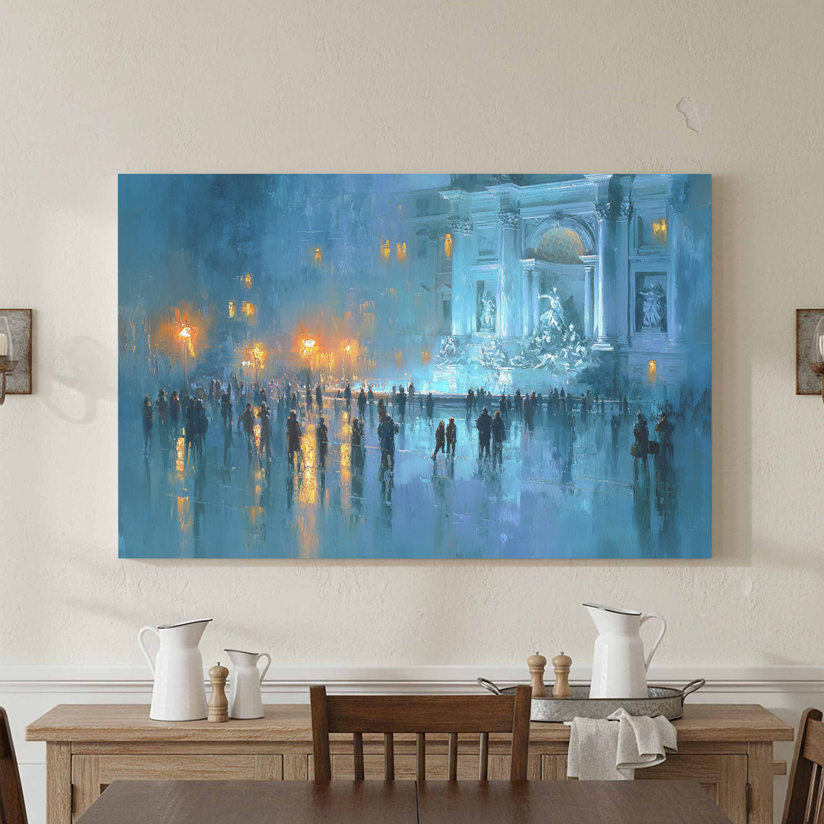 Trevi Fountain Canvas Print – styled room view 2