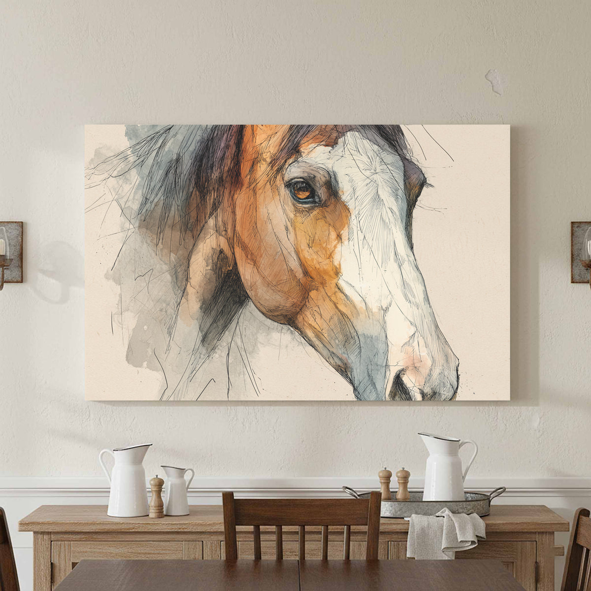 Horse Portrait Canvas Wall Art – styled room view 2