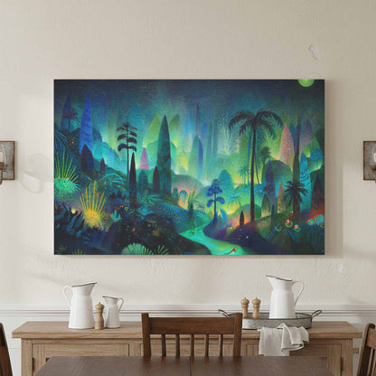Dark Jungle Canvas Art – styled room view 4
