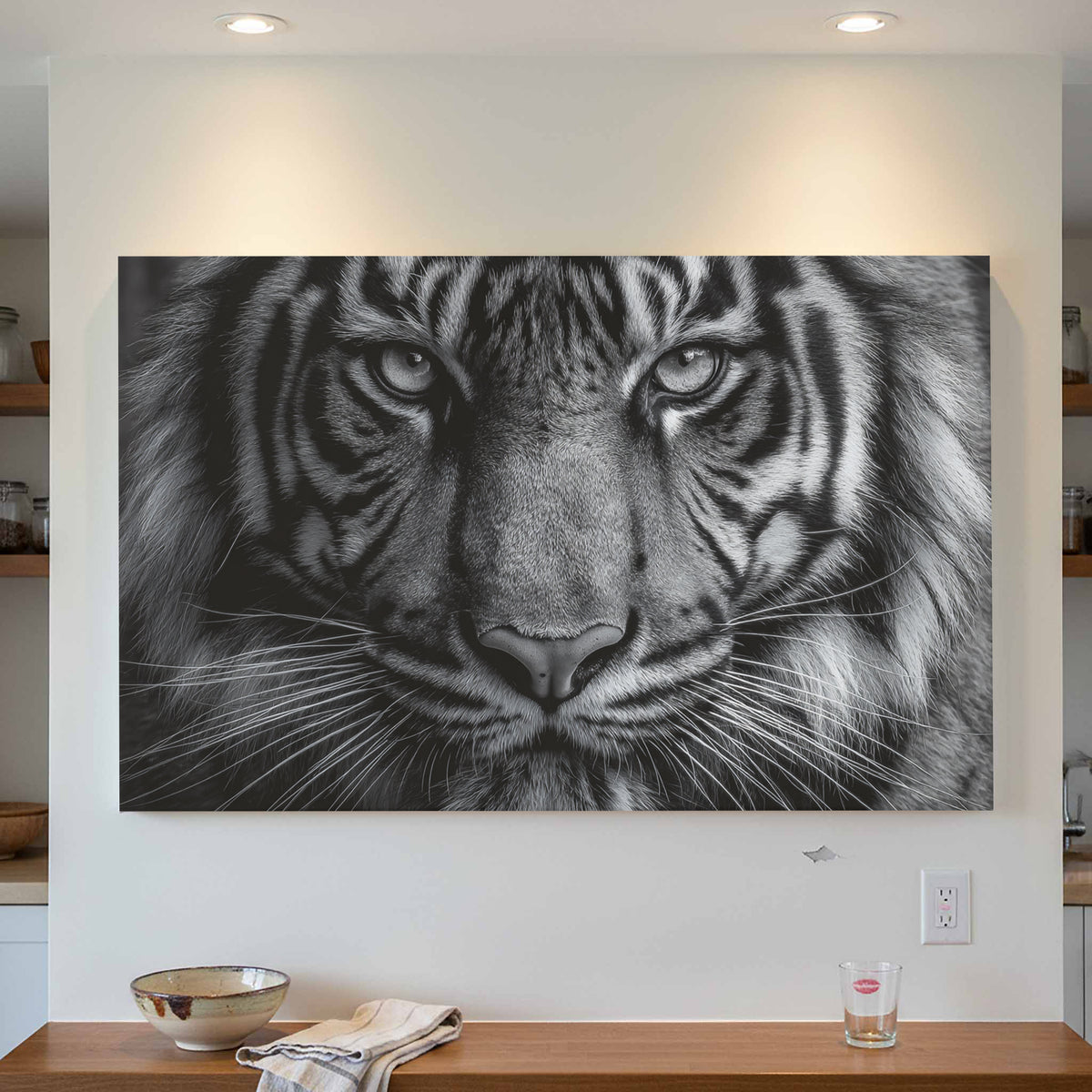 Bengal Tiger Portrait Canvas Art – styled room view 2