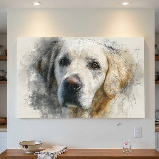 Golden Retriever Canvas Wall Art – canvas print shown framed in a styled room