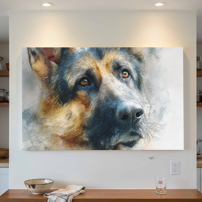 German Shepherd Canvas Wall Art – styled room view 2