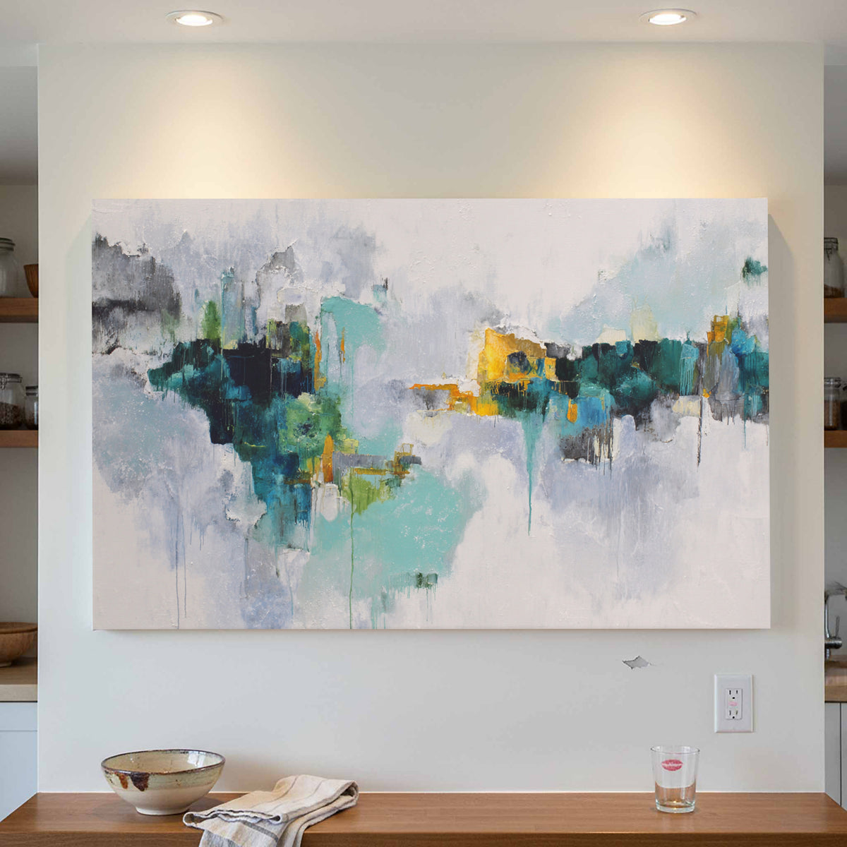 Abstract Fluid Canvas Wall Art – styled room view 4