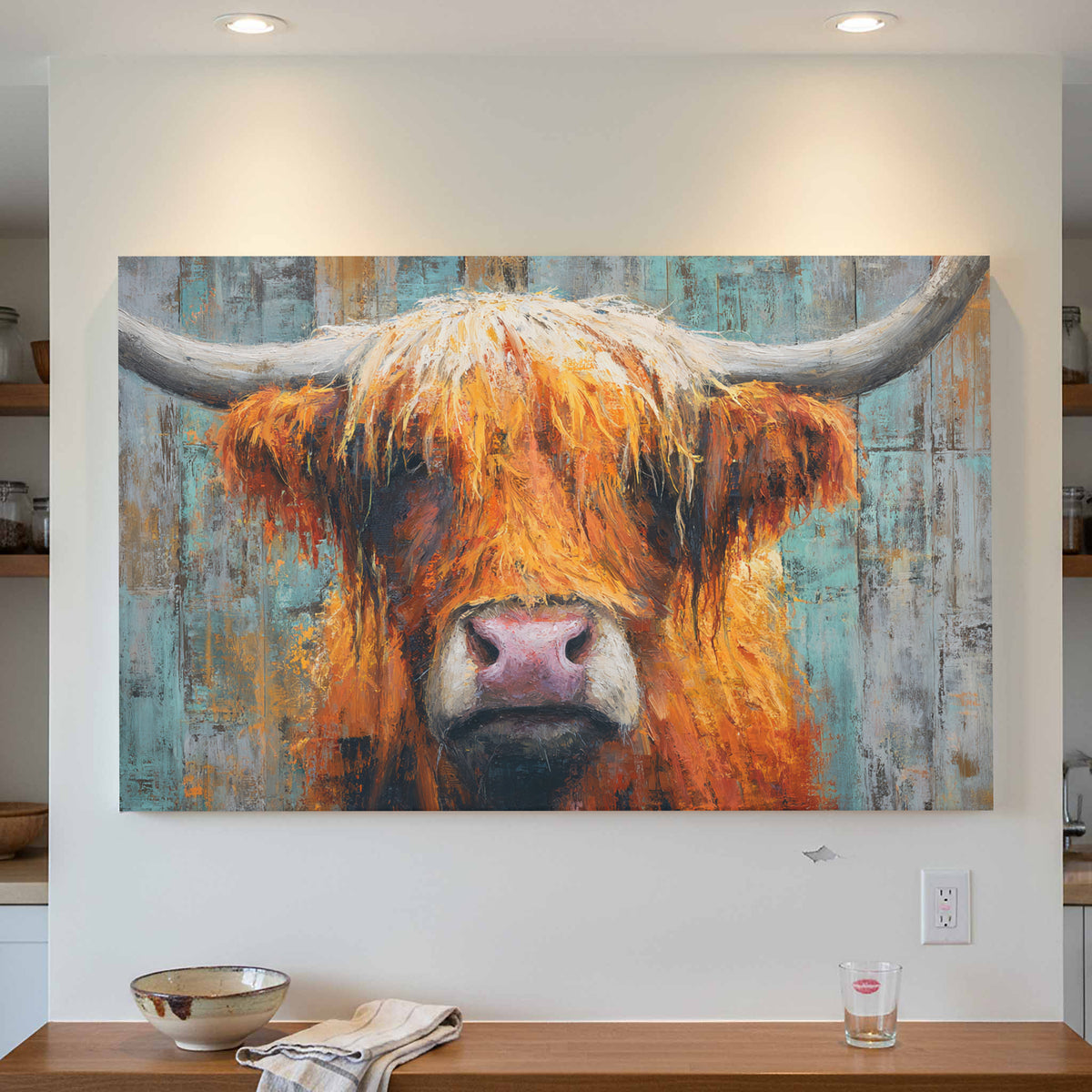 Highland Cow Wall Art – styled room view 3