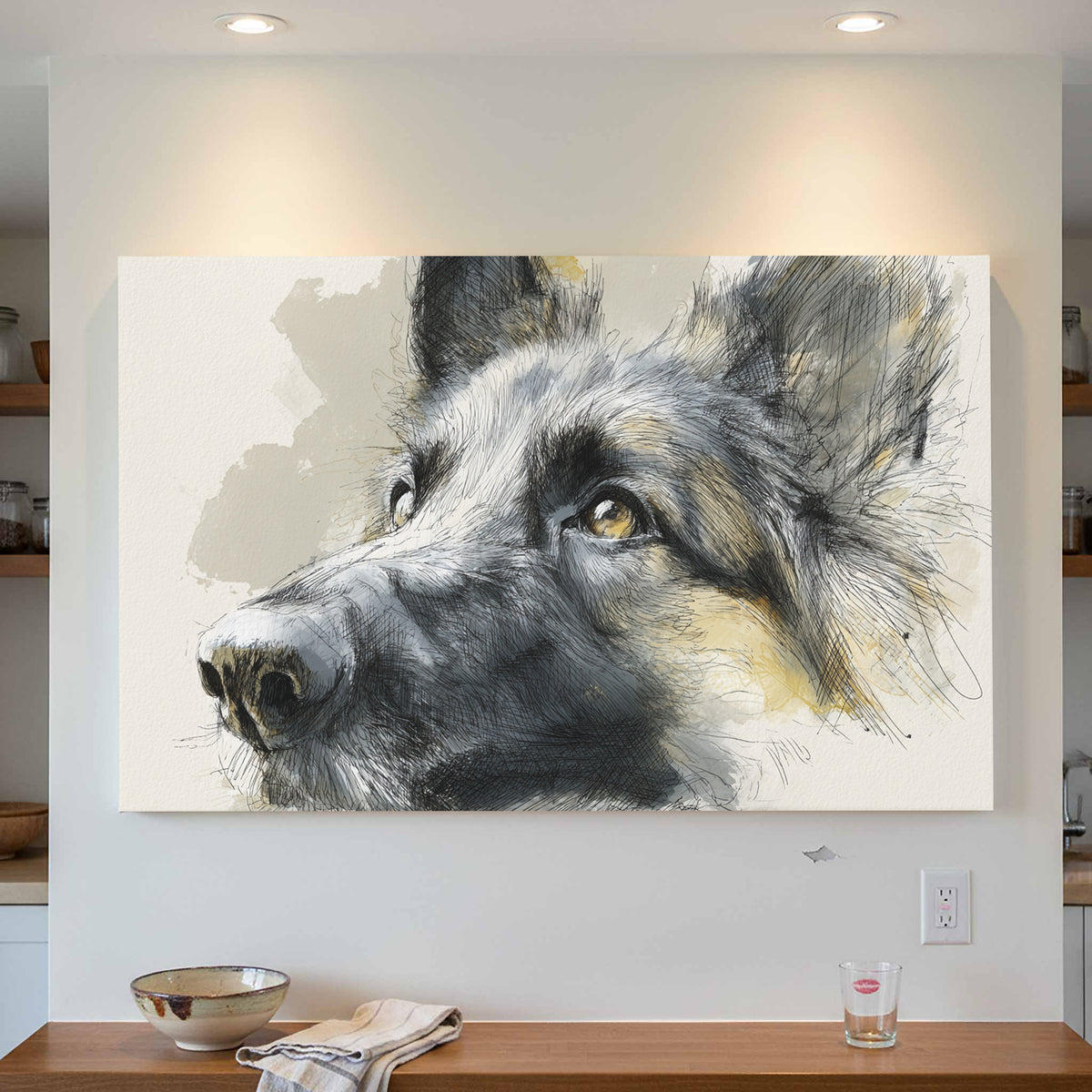 Belgian Shepherd Dog Portrait Canvas Art – styled room view 2