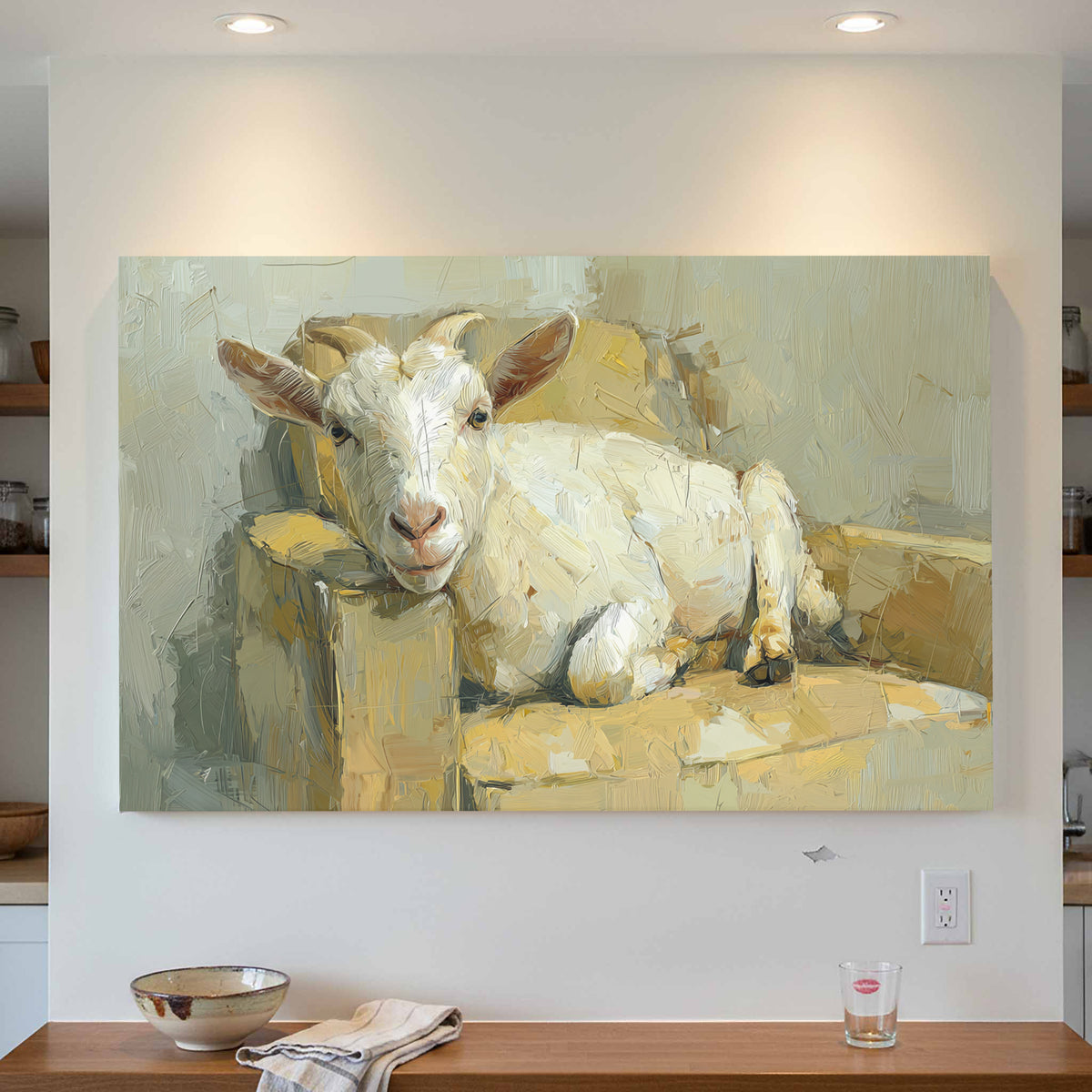 Goat Canvas Wall Art – styled room view 3