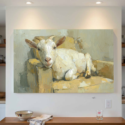 Goat Canvas Wall Art – styled room view 3