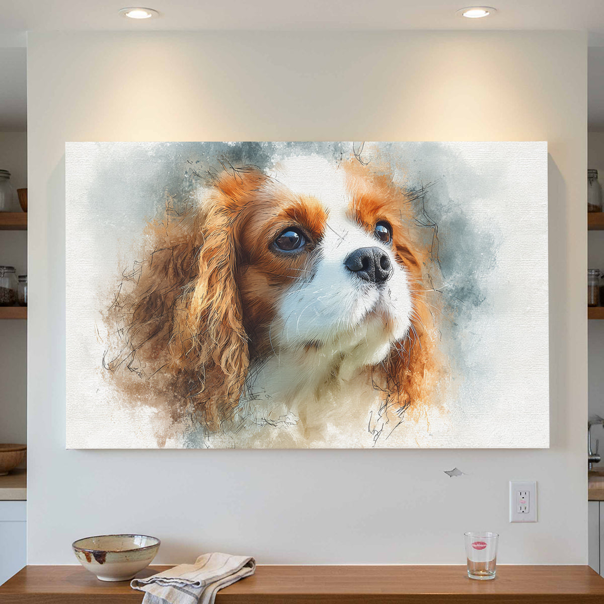 Cavalier King Charles Spaniel Canvas – styled room view 3