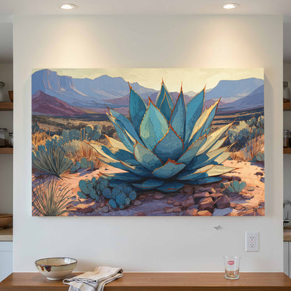 Desert Agave Canvas Wall Art – styled room view 4