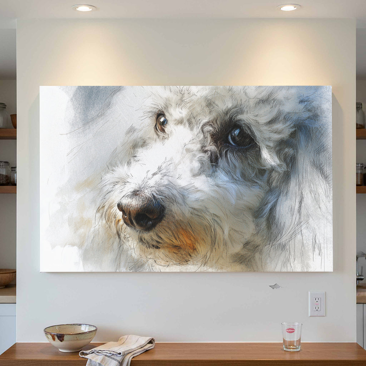 Poodle Portrait Wall Art – styled room view 3
