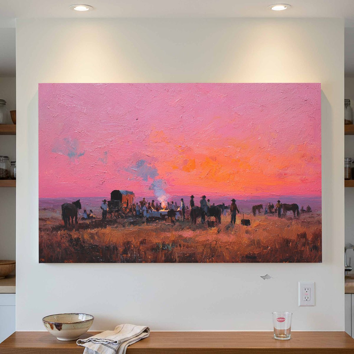Western Chuckwagon Canvas Wall Art – styled room view 4