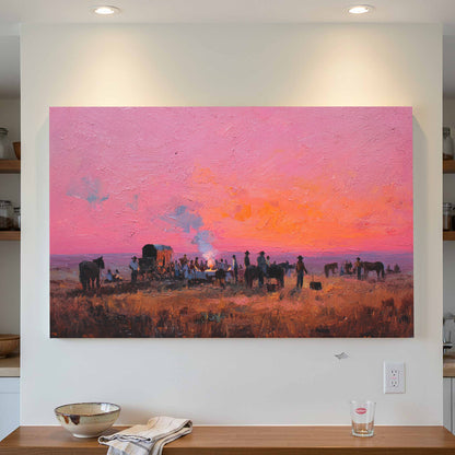 Western Chuckwagon Canvas Wall Art – styled room view 4