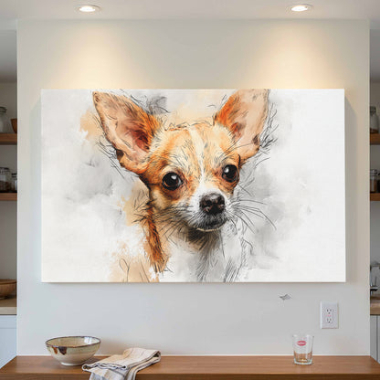 Chihuahua Portrait Canvas Wall Art – styled room view 2