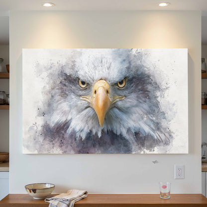 Bald Eagle Watercolor Canvas Print – styled room view 3