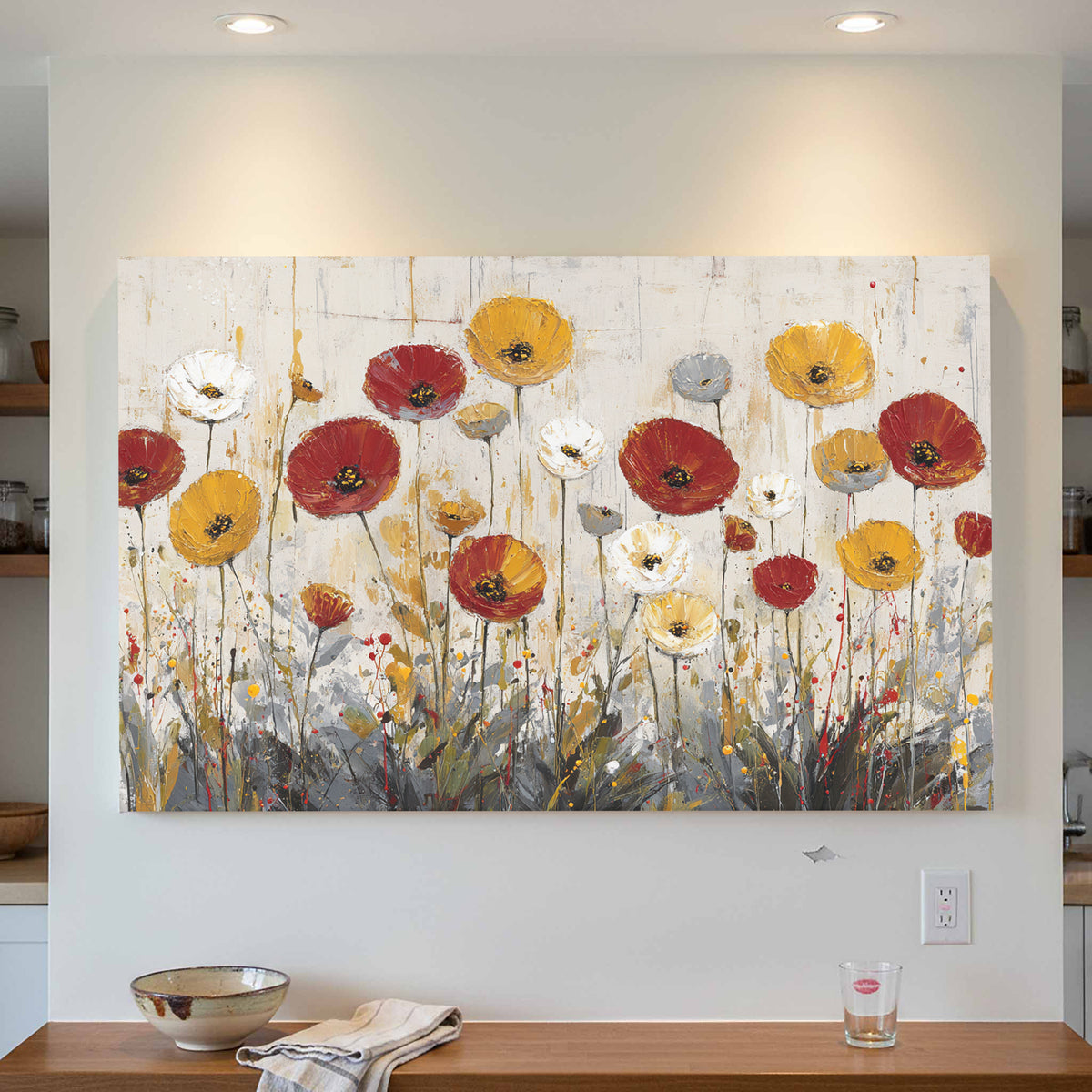 Contemporary Floral Canvas Art – styled room view 2