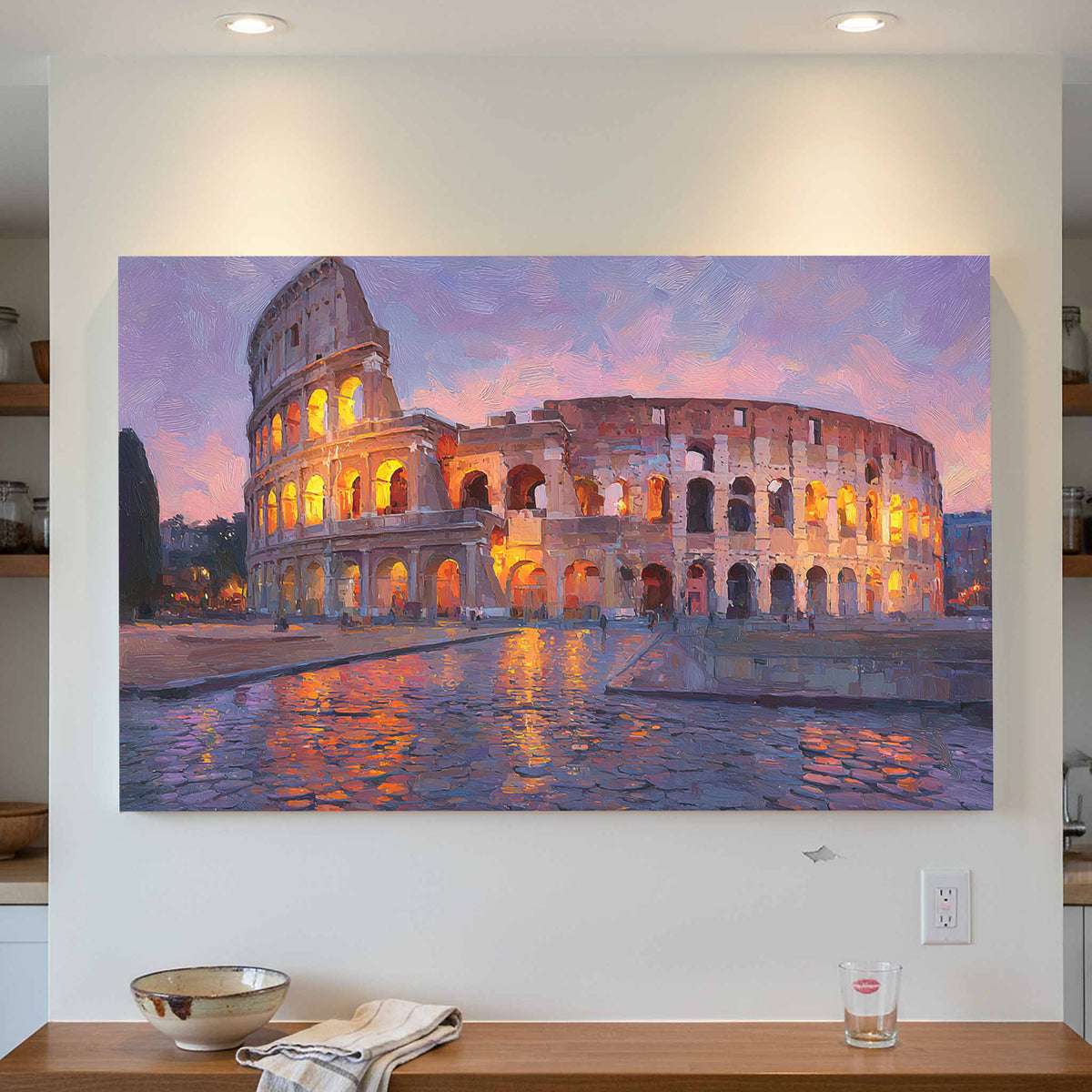 Colosseum Sunset Canvas Print – styled room view 3